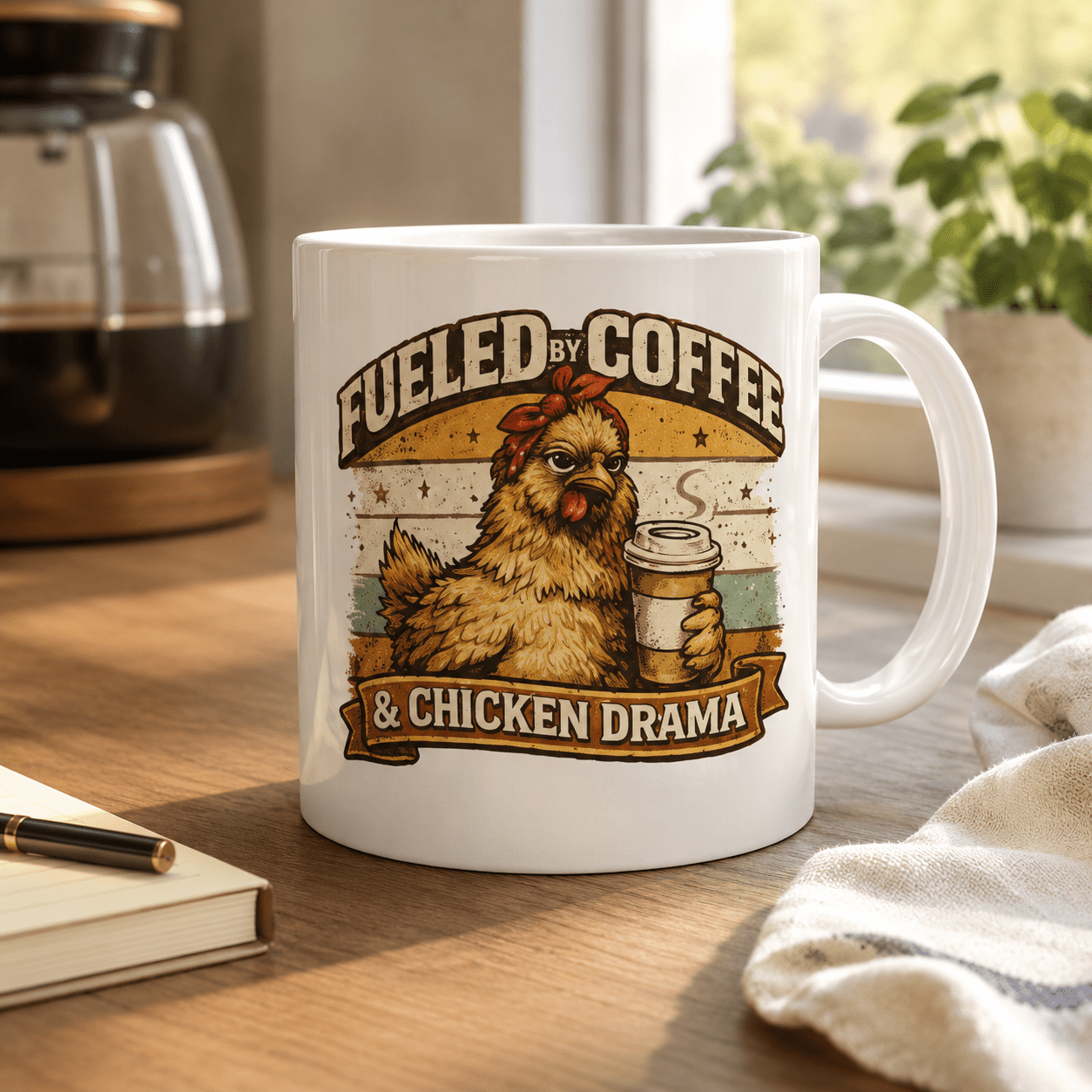 Fueled By Coffee & Chicken Drama Mug – Funny Chicken Lover Coffee Cup - Krazychickenmama