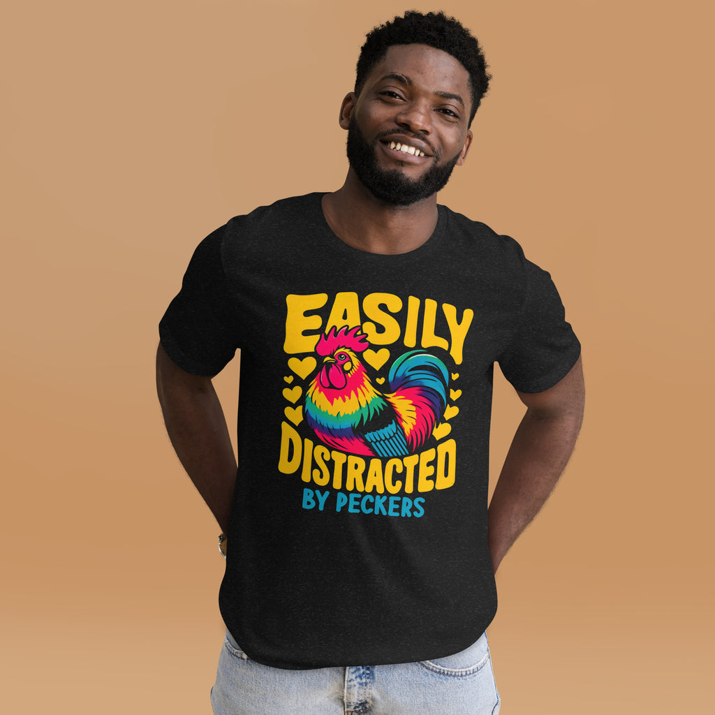 Easily Distracted By Peckers T-Shirt – Funny Chicken Lover Tee - Krazychickenmama